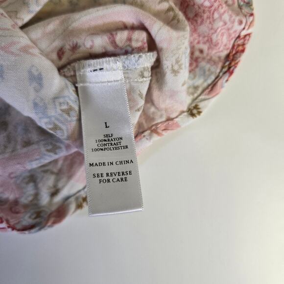 Rose and Grey Rayon Pink Banda Print Halter Top size Large - Picture 8 of 9